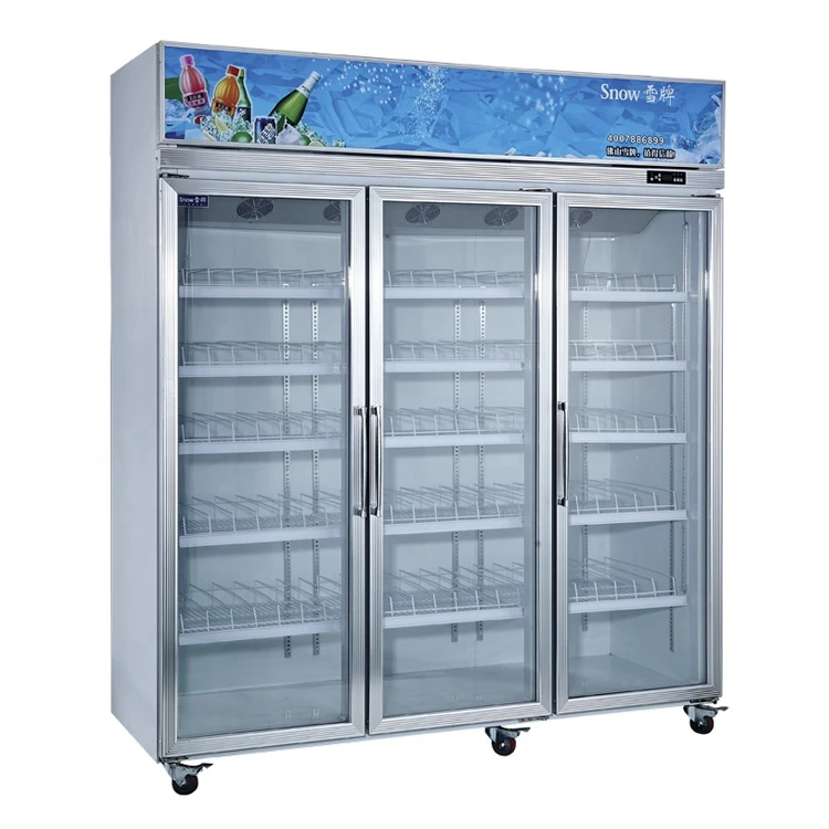 Japan Commercial Freestanding Supermarket Display Glass Door Freezer For Red Bull Energy Drink