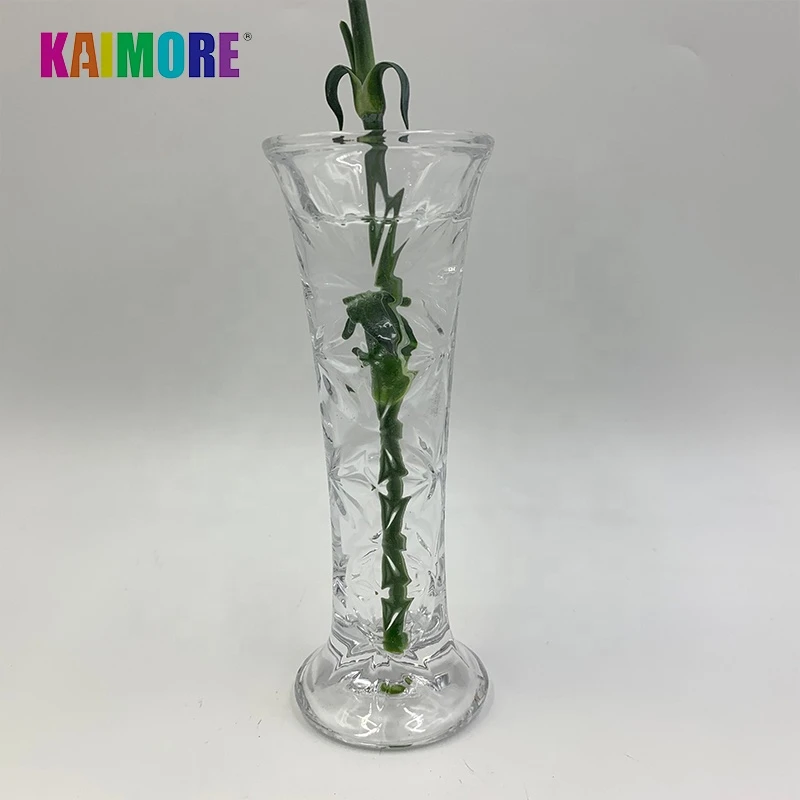 Kaimore Fashion Hot Orchid Shape Transparent Large Crystal Glass Bottle  Flower Vase