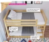 Kids Bunk Bed with Desk Pine Wood Bedroom Set Polyester Modern Bunk Bed