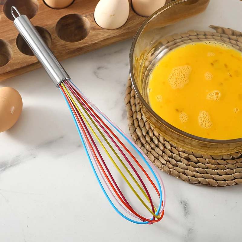 Kitchen Eco-Friendly Silicone Egg Whisk Baking Tool Colorful Egg Beater