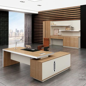 large l shape wooden director&#39;s office table 50MM thickness aluminium alloy edge office desk