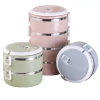 Leak proof hot sealing Round 4 layer insulated stainless steel food warmer storage thermal lunch boxes set