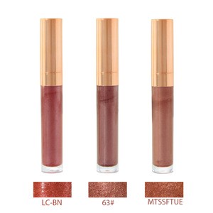 Long Lasting OEM Moisture Glossy Lip Gloss with Rose Gold Tube Private Label Cosmetics Glitter Shimmering Lipstick Waterproof