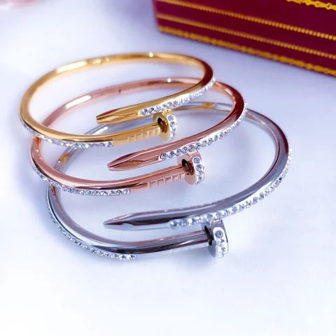 Luxury Designer Fashion 316LStainless Steel 18K Gold Plated Brand Love Nail Bracelet bangle For Women Men Couple