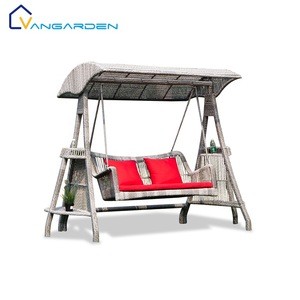 Luxury Patio Adult Double Wicker Swing Garden Chair with Canopy