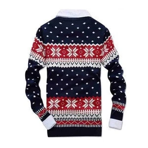 Mans clothes norwegian christmas jacquard pullover sweater for wholesale