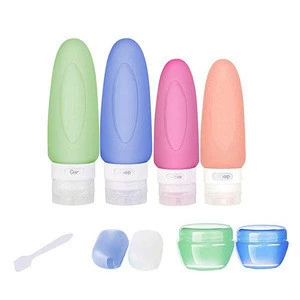 Manufacture 3 Ounce Leakproof Refillable Silicone Travel Tube Containers Kit Silicon Travel Bottle Squeezable Set for Toiletries