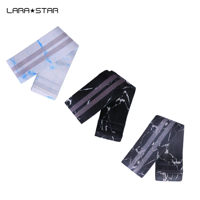 Marble Printing Pattern Hip Band Non Slip No Roll Fabric Resistance Bands Hip Circle Butt Booty Bands Loop Set