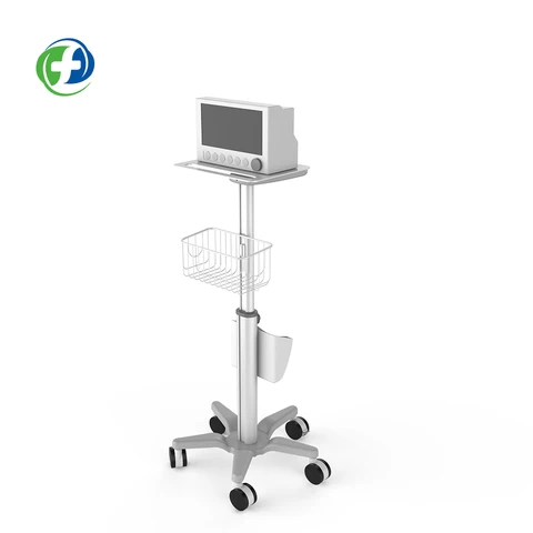 Medical monitors mobile cart plastic base  quick release design hospital nursing trolley computer desk with wheels