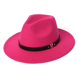 Men Top Hats Felt Winter  Wool Cap Women Autumn Classic Wide Brim Black Red Men Fedora Hats Man Women Top Hat