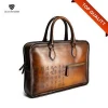 Mens Antique Handpainting / Brush-off Effect Leather Bags Briefcase