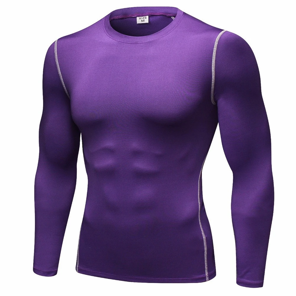 Mens Compression Tight long Sleeve Shirts Skinny T Shirts Male Sport Workout Fitness Gym Wear
