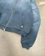 Mens Hoodie  Zipper Up Vintage Unisex Hoodie 100% Cotton Acid Wash Hoodie