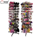 Metal Flooring Four-Caster Hair Bow Rack Display, Rotating Hair Accessories Bow Tie Display Rack