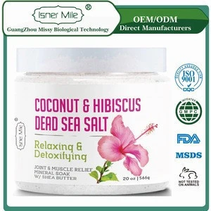 [MISSY] OEM / ODM Private label Natural Relaxing and Detoxfying Coconut and Hibscus Dead Sea Salt