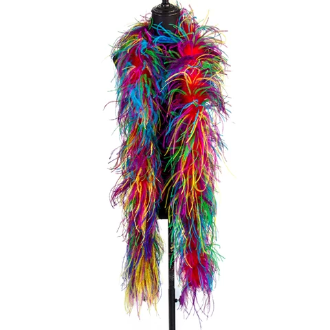 Mixed Color High Quality Ostrich Feather Boa 4 Ply Factory Made Clothing Accessories Decorative Feathers