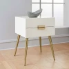 Modern design  gold legs  white wooden nightstand with drawers
