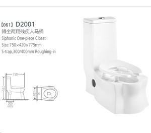 Modern dual use toilet with squatting pan WC ceramic sanitary ware for double use