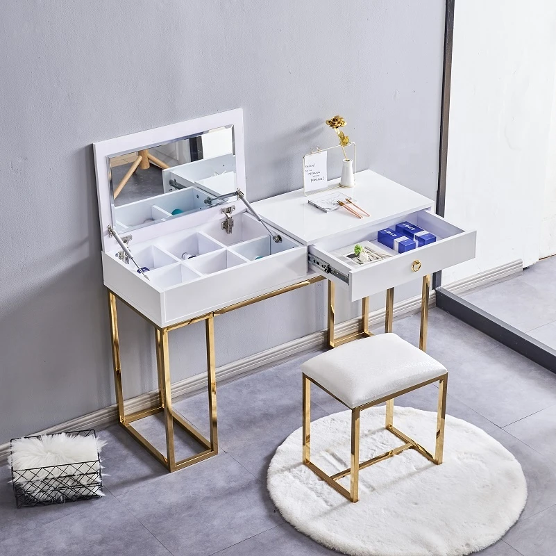 modern high gloss luxury bedroom dresser table make up makeup desk vanity dressing table with mirror
