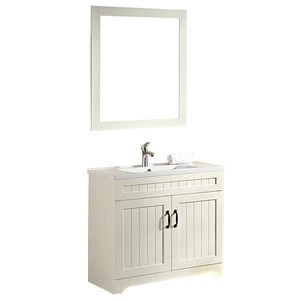 Modern simple design ivory painting bathroom furniture set freestanding vanity cabinet