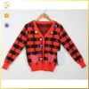 Multi Color Grid Jacquard V Shape Hand Knit Baby Sweater