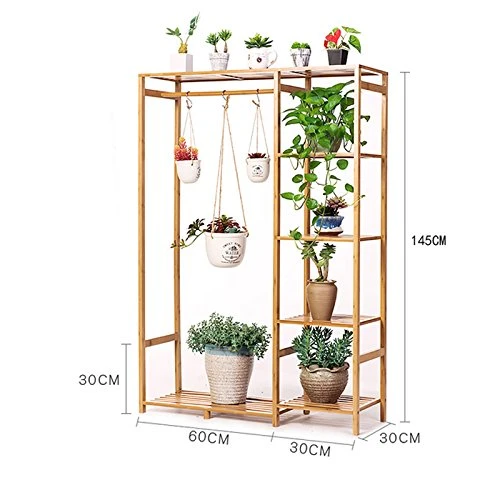 Multi-storey Bamboo Flower Racks and Hanging Type Potted Display Plant Stand