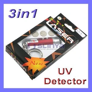 Multifuntion UV Torch Flashlight Red Color Button Carabiner Laser Pointer