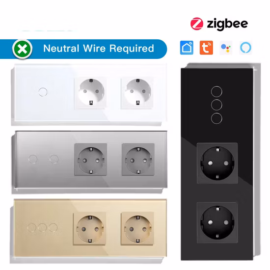 Import Mvava 2gang 2way EU German WiFi Zigbee Glass Panel Touch Tuya Outlet Smart Automatic Wall Mounted Switches and Socket from China
