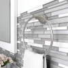 Mystique Winter Linear Mosaic Stone and Glass Marble Wall Tile