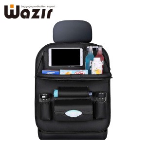 ND-6540 Car Backseat Organizers with Foldable Table Tray PU Leather Car Seat   Organizers with Tablet Holder, Car Tissue Box Hol
