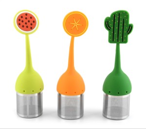 New Arrival Various Cartoon Shape Food Grade Silicone And 304 Stainless Steel Tea Strainer Hot-resistance Handle Tea Infuser