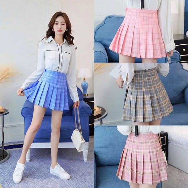New design 13 colors  High Waist Elastic Women Pleated Skirts for Girl