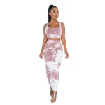 New Design Sexy Sleeveless Bandage Dress Tight-fitting Two-piece Slim Tie-Dye Dresses For Women