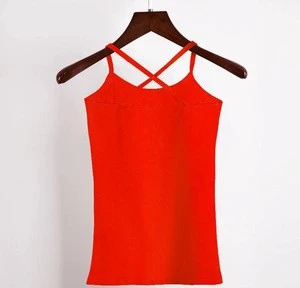 New Fashion Solid Jersey 65% Cotton 35% Polyester Stringer Sexy Sim Fitness Yoga Gym Cycling Sports Girl Camisole