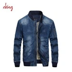 New fashion winter long sleeve men denim blue jean jacket with zipper