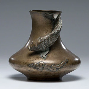 New fish statue decoration vintage metal flower vase