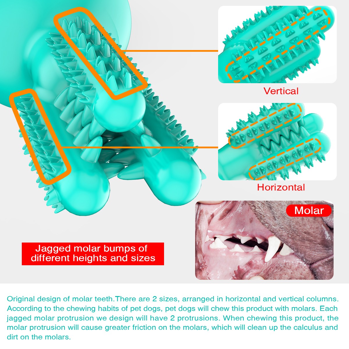 New Inventions Eco Friendly Rubber Squeaky Pet Dental Care Dog Teeth Cleaning Dog Toy Pet Chew