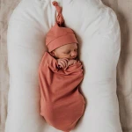 new style cotton solid sleeping sack baby with knotted hat