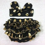 newborn outdoor cotton bloomer baby girl gold polka dot summer diaper cover 2pcs matching lovely hairband