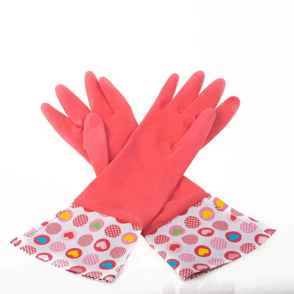 Nice long sleeve gloves latex rubber household dish washing gloves