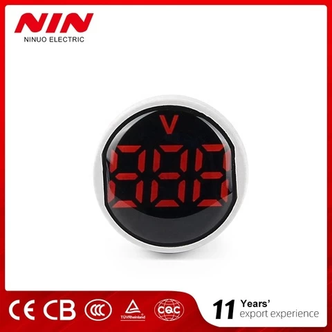 NIN Round  Crystal membrane AC 20-500V mini led indicator voltmeter digital display voltage meter AD101-22VMS