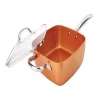 non-stick copper baking pan with glass lid,fry basket and steam roast rack