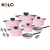 Import non-stick grill pan frying pan cuisine accessories frigideira antiaderente ceramic non stick cookware set 13pcs pink cooking pot from China