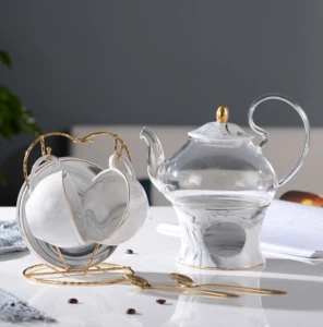 nordic glass tea pot warmer ceramic marble coffee &amp; tea sets