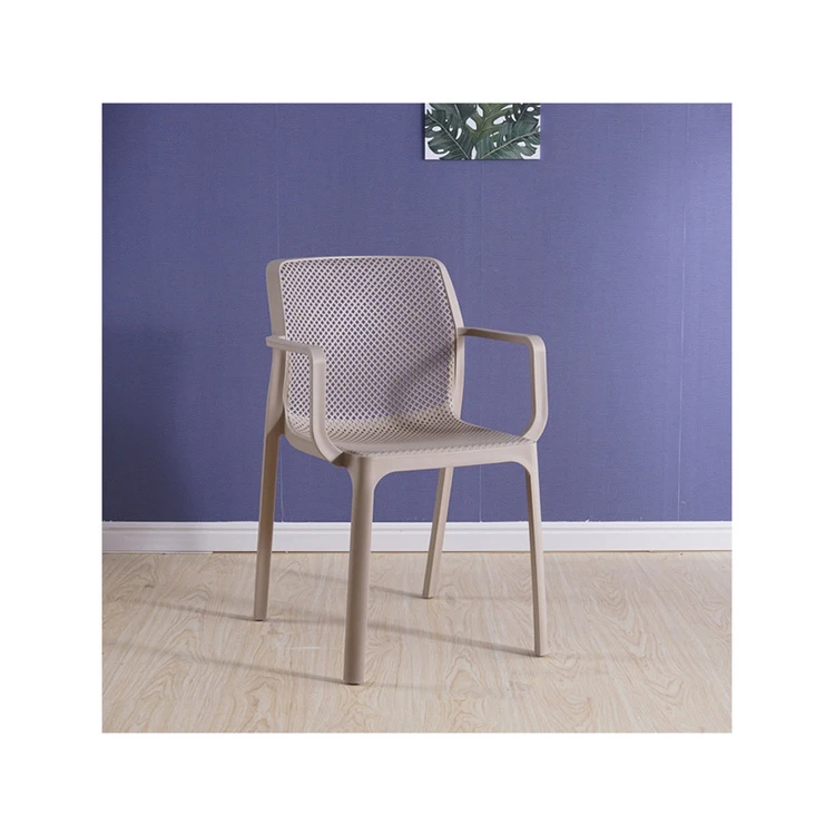 Nordic Modern Plastic Dining Chair With Armrests Stackable Outdoor Garden Chair