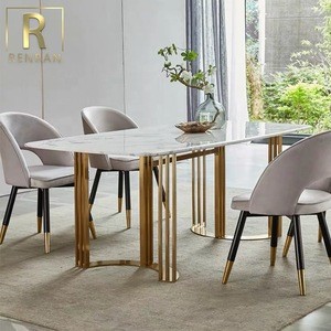 Nordic style dining room furniture set specific use and metal material marble dining table foshan