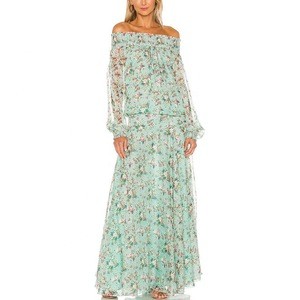 OEM chiffon custom dress floral chiffon maxi dresses for women