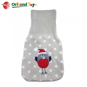 OEM cute design hot water bottle with soft animal owl plush bag cover
