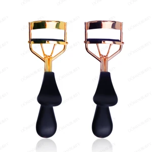 Oem Wholesales High Quality Rose Gold Stainless Mini Tools Custom Logo Private Label Eye Lash Eyelash Curler With Black Handle