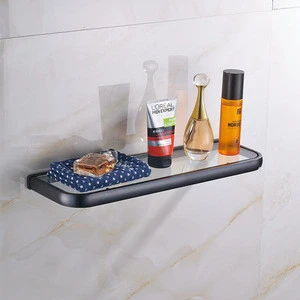 Oil Rubbed Bronze Bathroom Glass Commodity Shelf Wall Mounted Strong Shelf
